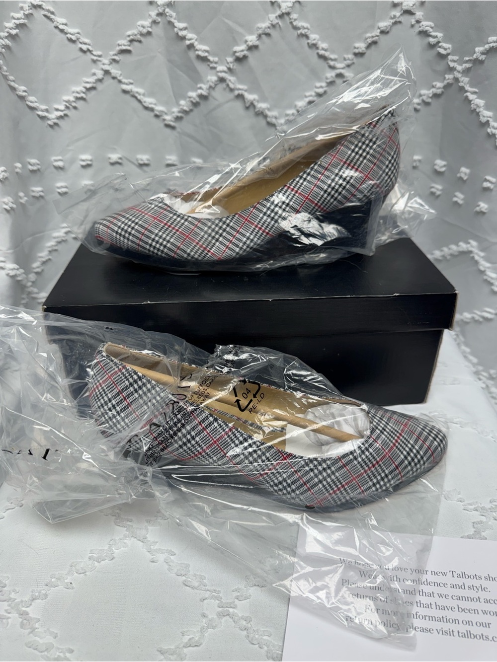 Talbots Lacey Platform Wedges - Plaid Womens Size 7.5